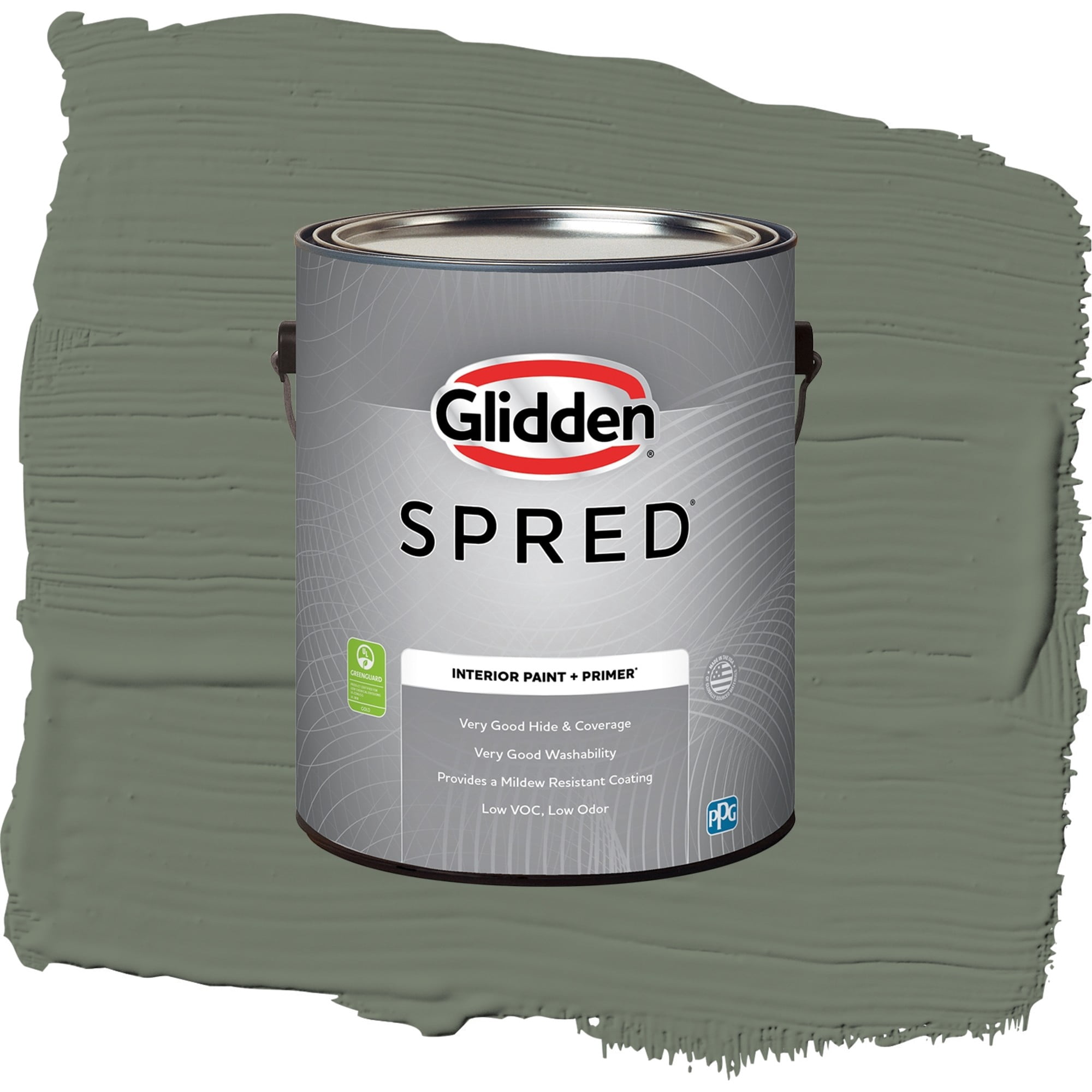 Glidden Spred Thyme Green Semi Gloss Interior Paint and Primer, 1 Gallon