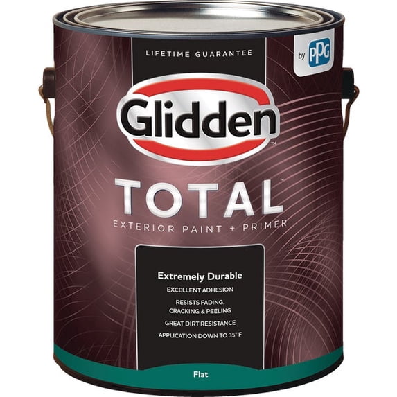Glidden Total Exterior Ultra Deep Flat Paint - Durable Acrylic-Based - 1 Gal