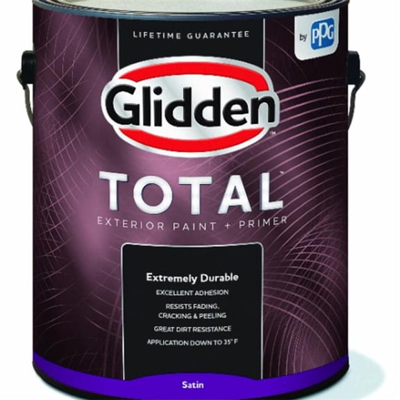 Glidden Total Exterior Paint + Primer Satin Midtone Base 1 Gallon Interior & Exterior Use, Professional Finish