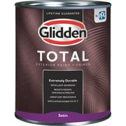 Glidden Total Exterior Paint + Primer Satin White & Pastel Base Quart   Interior & Exterior Use, Professional Finish