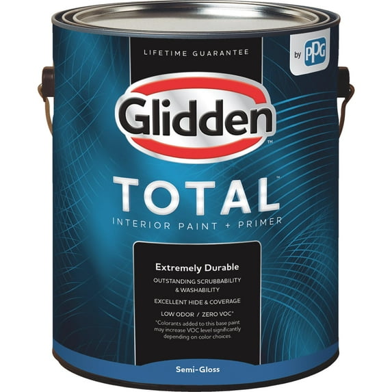 Glidden Total Interior Paint + Primer Semi-Gloss - Low Odor - 1 gal, White & Pastel Base