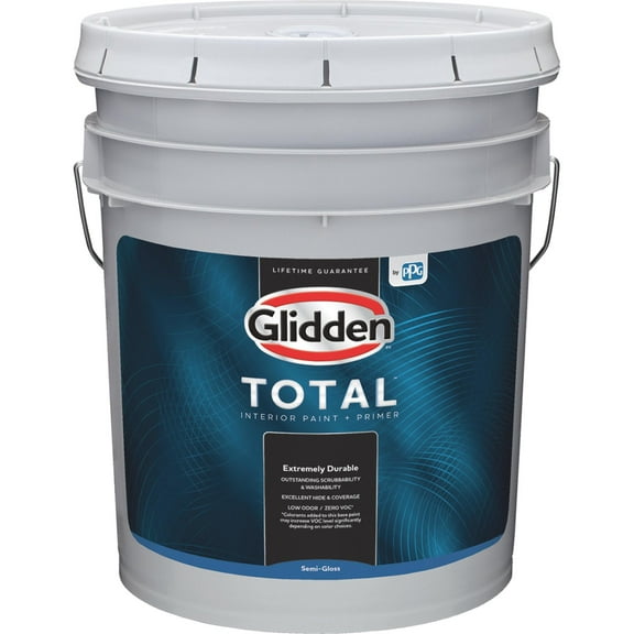 Glidden Total Interior Paint + Primer Semi-Gloss - Low Odor - 5 Gallon, White & Pastel Base
