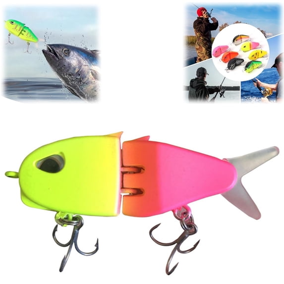 Glide Bait for Bass Fishing, Multi-Jointed Swimbait Wobbler, White Glide Baits with Soft Rubber Fins