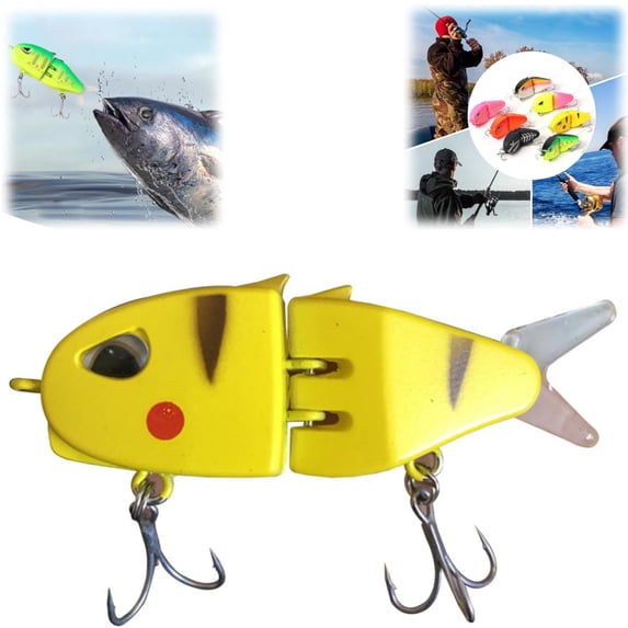 Glide Bait for Bass Fishing, Multi-Jointed Swimbait Wobbler, White Glide Baits with Soft Rubber Fins