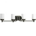 thumbnail image 1 of Glide Collection Four-Light Rubbed Bronze Etched Opal Glass Coastal Bath Vanity Light, 1 of 5