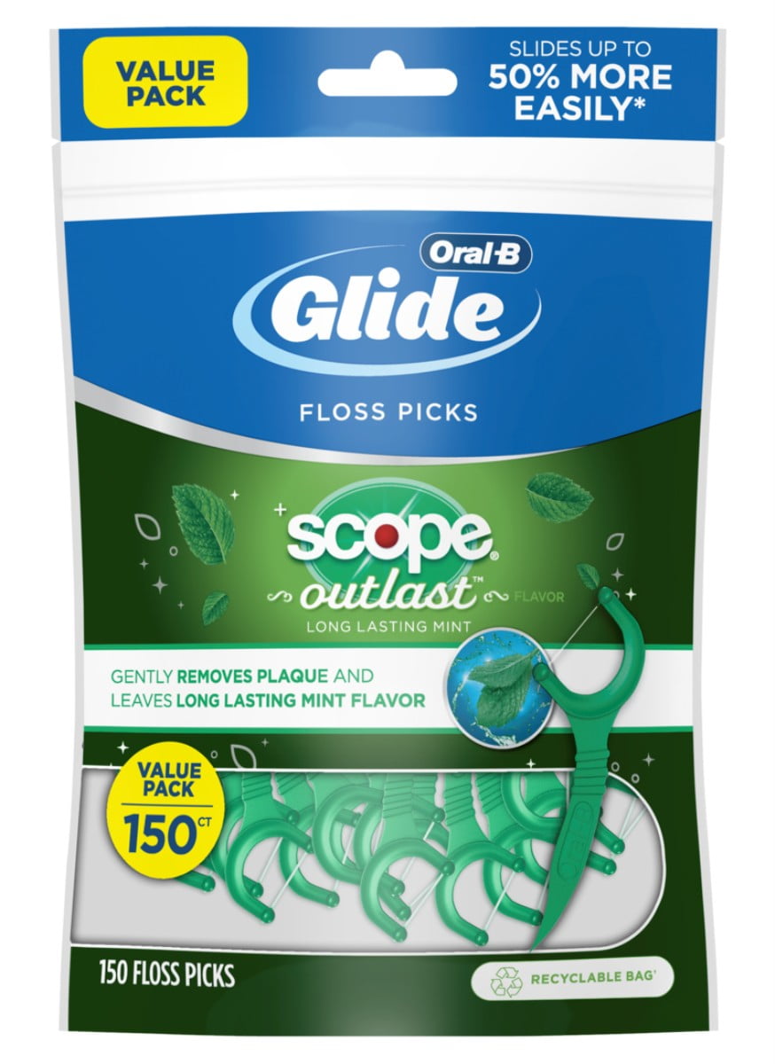 Glide Floss Picks 150 Count Scope Outlast Bag Value Pack (Pack of 3)