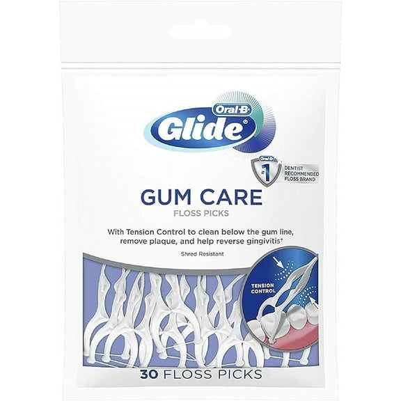 Oral-B Glide Gum Care Dental Floss Picks, Good for Back Teeth, 30 Ct - 3 Pack