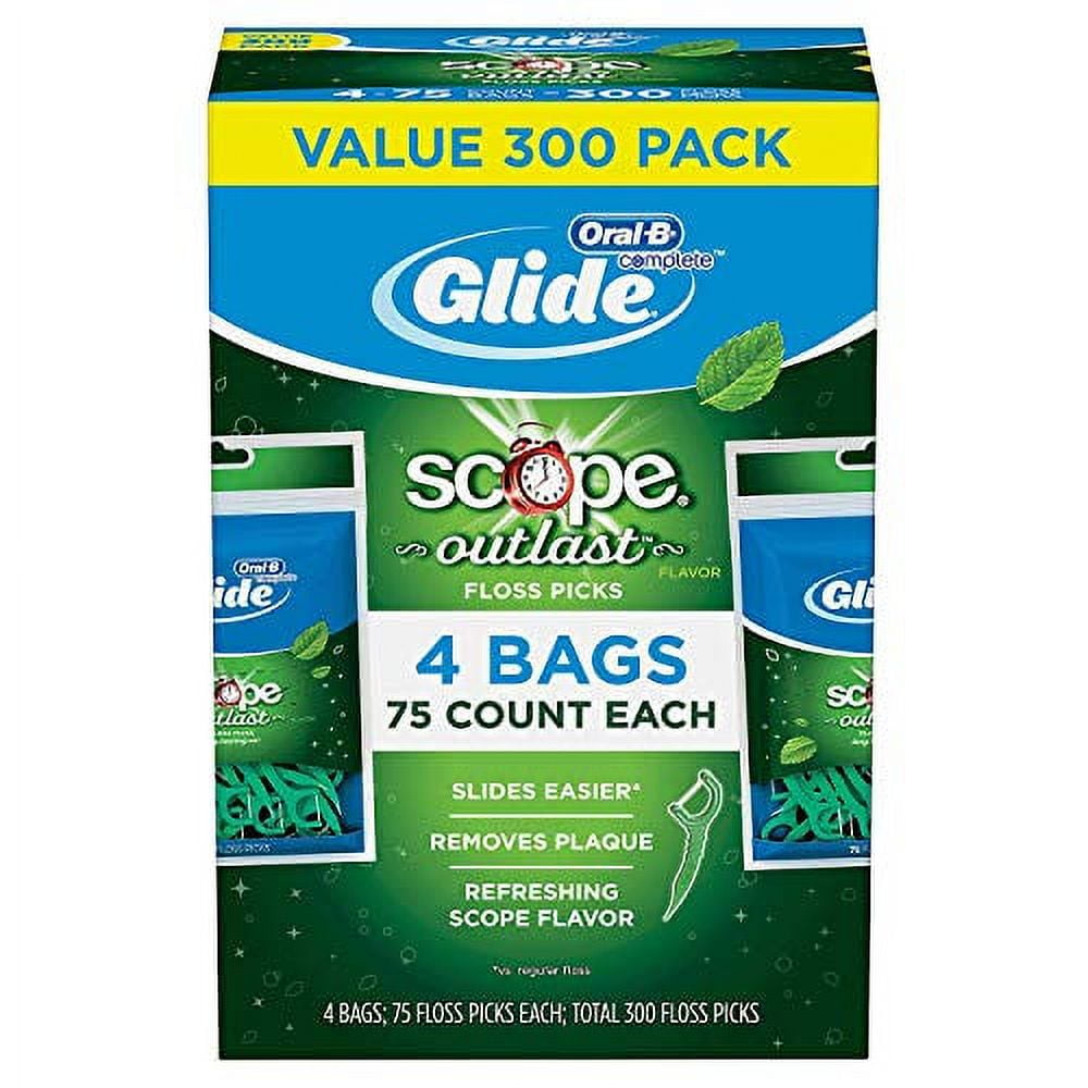 Glide Oral B Floss Picks Plusx 40mm Outlast - Long Lasting Mint, 4 Pack of 75