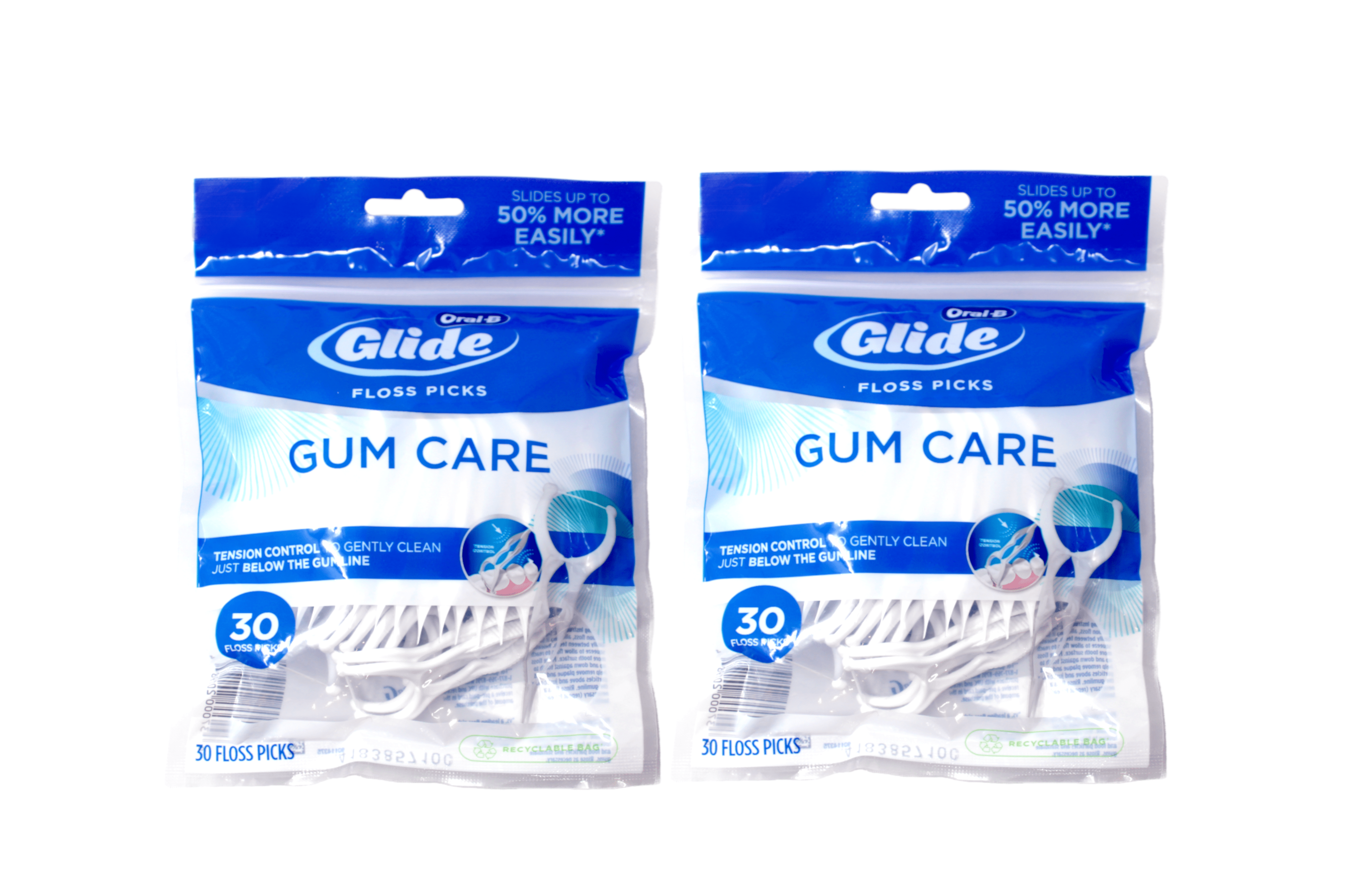 Oral-B Glide Gum Care Dental Floss Picks, Good for Back Teeth, 30 Ct - 2 Pack