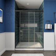 Glide Semi-Frameless Shower Door 50-54 in. W x 72 in. H Bypass Sliding Shower Enclosure,Matte Black,Double Sliding Glass Bathroom Doors