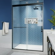 Glide 44-48" Wide x 70" High Sliding Glass Shower Doors Frame in Black,Clear Tempered Glass