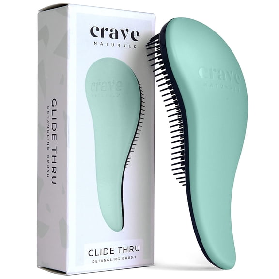 Glide Thru Detangling Hairbrush that Glides Through Tangles For Wet, Dry and Damaged Hair - Gentle Detangler Styling Tool for Adults, Kids, Men and Women - 7.5 x 3 in, Turquoise