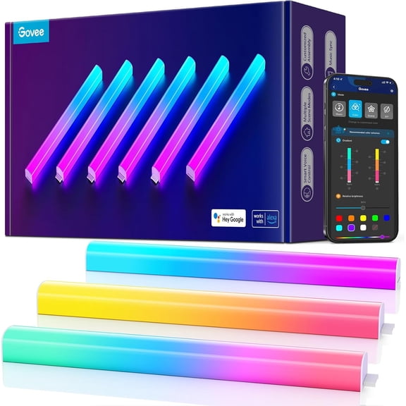 Glide Wall Lights, RGBIC LED Light, Smart Gaming Light Compatible with SmartThings, RGB Lights Bar, LED Wall Lights for Bedroom, 2 Panels Set (3 Sections/Panel), Not Flexible