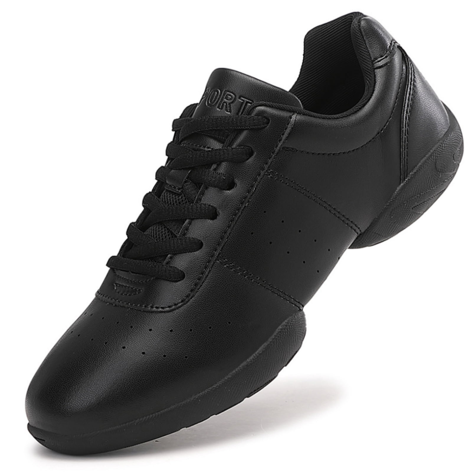 GlideMoves Black Cheer Shoes Girls Jump Tumbling Women Exercise Aerobic Fitness Dance Training Youth School Student Team Athletic Competition Big Kid Size 1.5