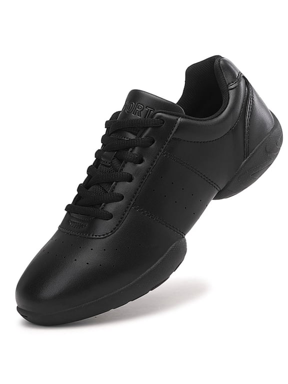 Black Cheer Shoes Girls Jump Tumbling Women Exercise Aerobic Fitness Dance Training Youth School Student Team Athletic Competition Big Kid Size 1