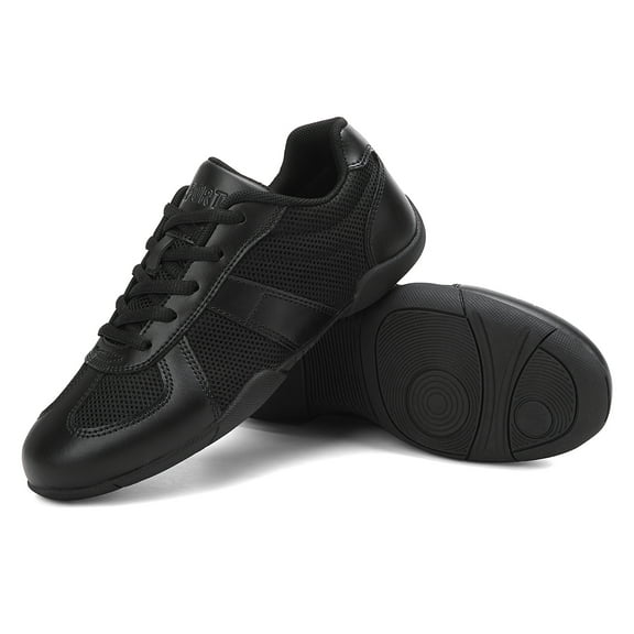 GlideMoves Black Cheer Shoes Girls Jump Tumbling Women Exercise Aerobic Fitness Dance Training Youth School Student Team Athletic Competition Big Kid Size 3.5