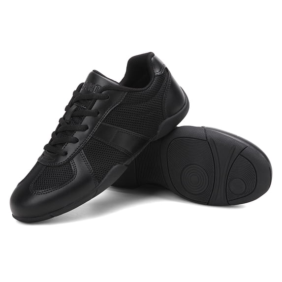 GlideMoves Black Cheer Shoes Girls Jump Tumbling Women Exercise Aerobic Fitness Dance Training Youth School Student Team Athletic Competition Big Kid Size 1.5
