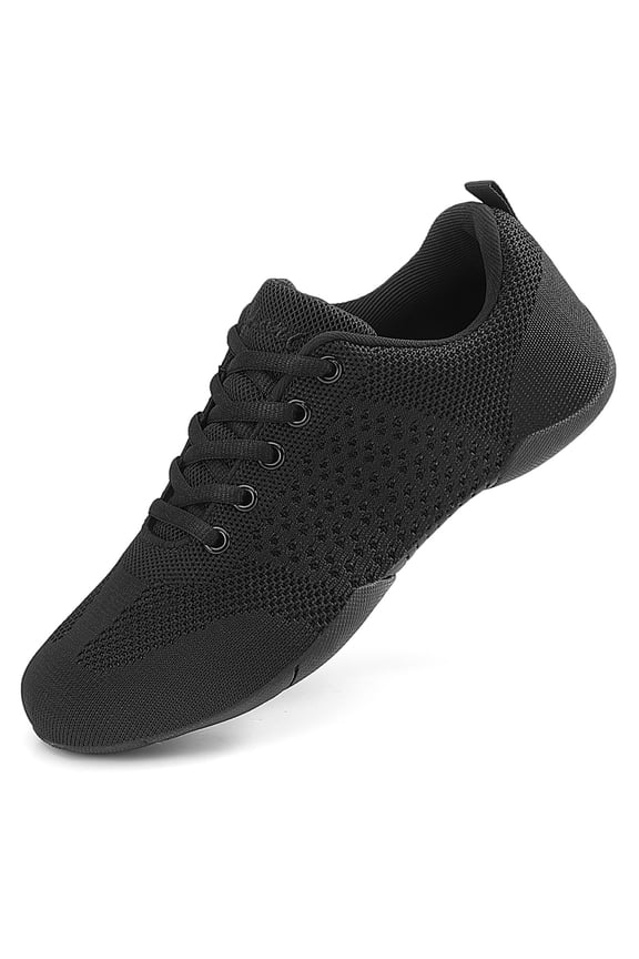 Black Cheer Shoes Girls lightweight Dance Sneakers Women Training Competition Tumbling Athletic Mesh style breathable Big Kid Size 4
