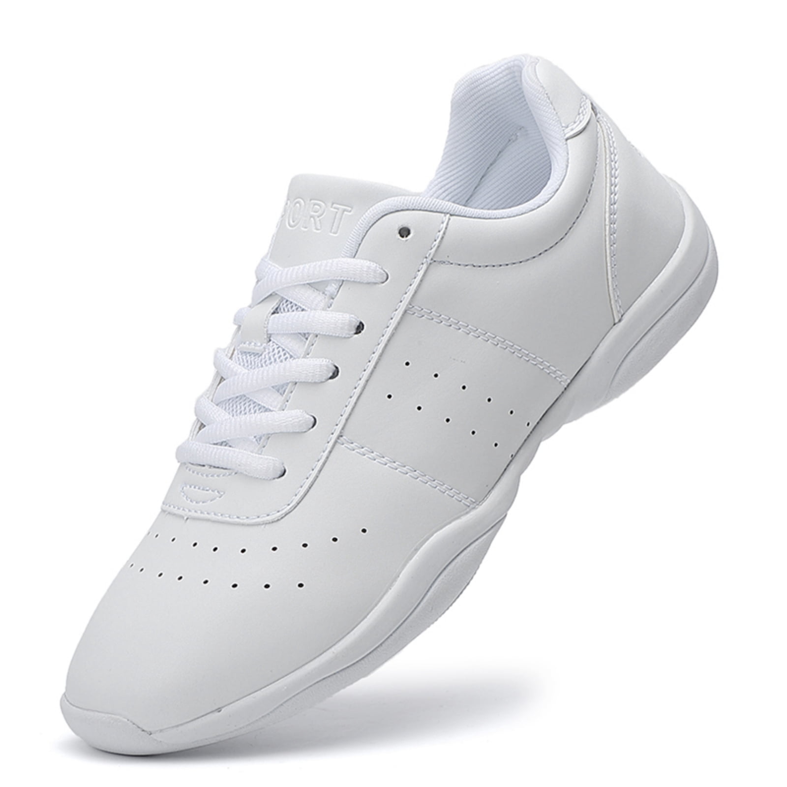 GlideMoves Cheer Shoes Girls White Jump Tumbling Women Exercise Aerobic Fitness Dance Training Youth School Student Team Athletic Competition Big Kid Size 3.5