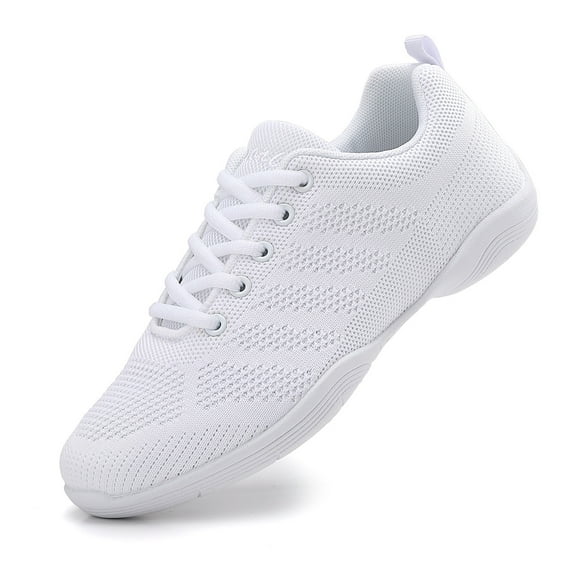 GlideMoves White Cheer Shoes Girls Dance Sneakers Women Training Competition Tumbling Athletic Mesh style breathable 2323 Big Kid Size 3