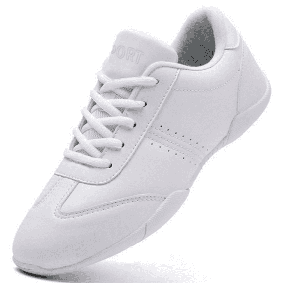 GlideMoves White Cheer Shoes Girls Jump Tumbling Cheerleading Women Exercise Aerobic Fitness Dance Training Sneakers Youth Big Kid Size 1.5