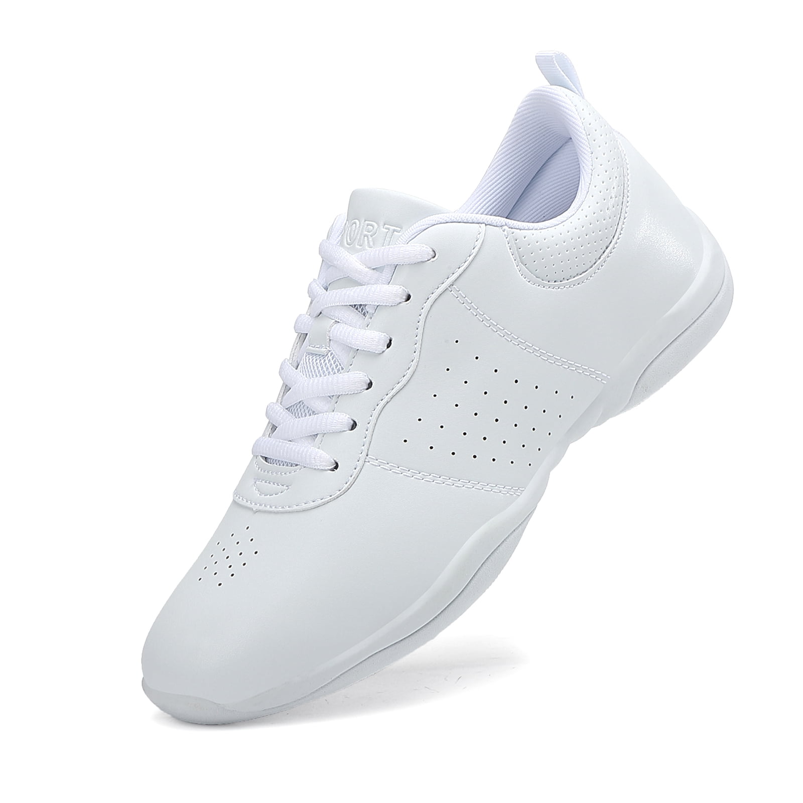 GlideMoves White Cheer Shoes Girls Jump Tumbling Women Exercise Aerobic Fitness Dance Training Youth School Student Team Athletic Competition 2125 Big Kid Size 3.5