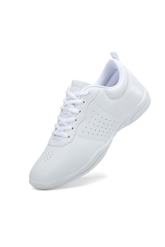 White Cheer Shoes Girls Jump Tumbling Women Exercise Aerobic Fitness Dance Training Youth School Student Team Athletic Competition 2125 Little Kid Size 13.5
