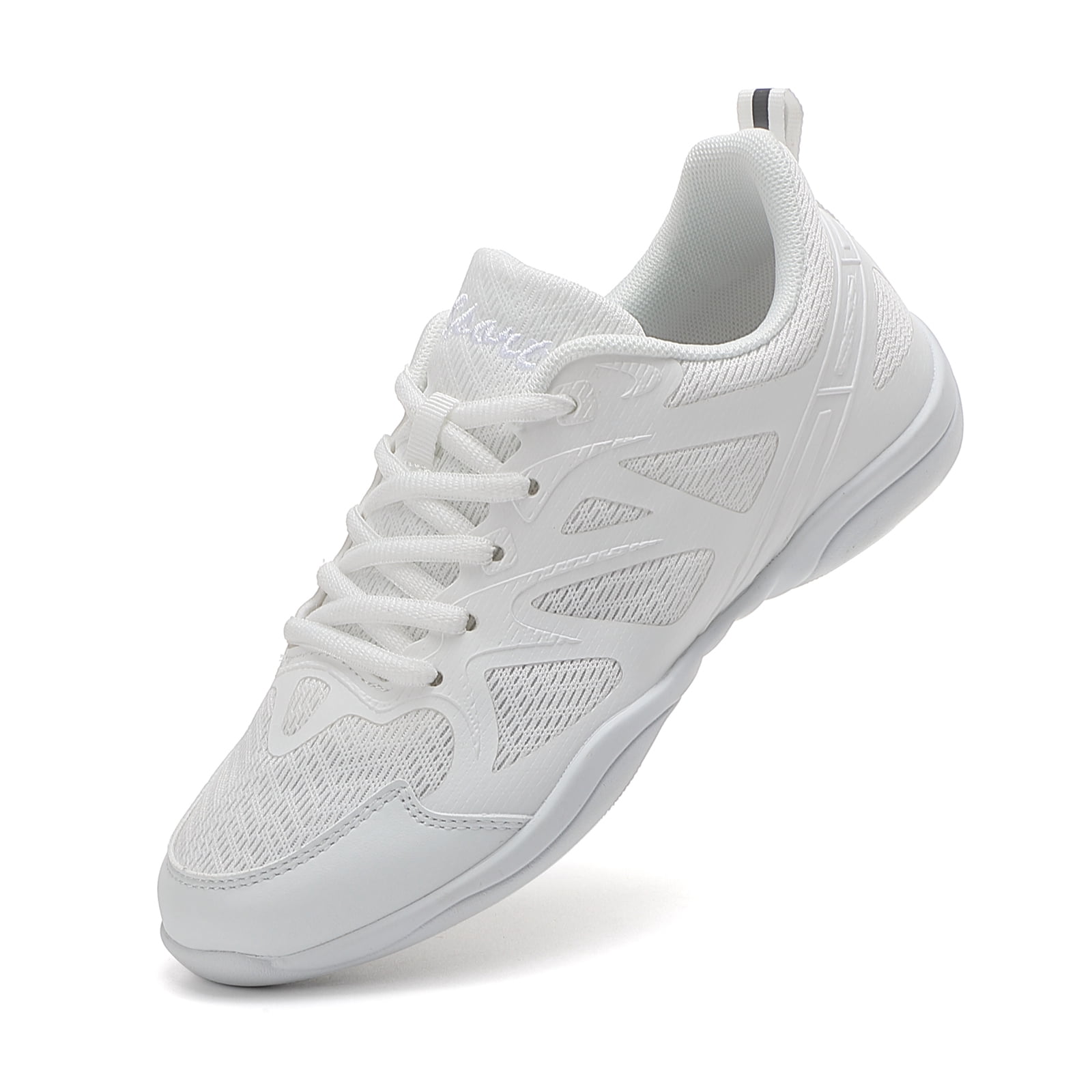 GlideMoves White Cheer Shoes Girls Jump Tumbling Women Exercise Aerobic Fitness Dance Training Youth School Student Team Athletic Competition Big Kid Size 3