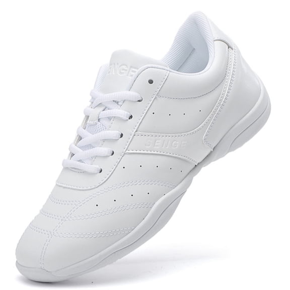 GlideMoves White Cheer Shoes Girls Jump Tumbling Women Exercise Aerobic Fitness Dance Training Youth School Student Team Athletic Competition SG01 Big Kid Size 1
