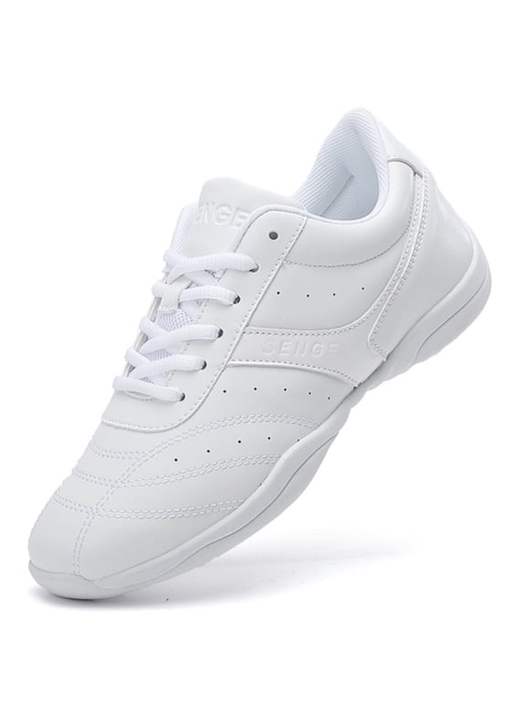 White Cheer Shoes Girls Jump Tumbling Women Exercise Aerobic Fitness Dance Training Youth School Student Team Athletic Competition SG01 Big Kid Size 1