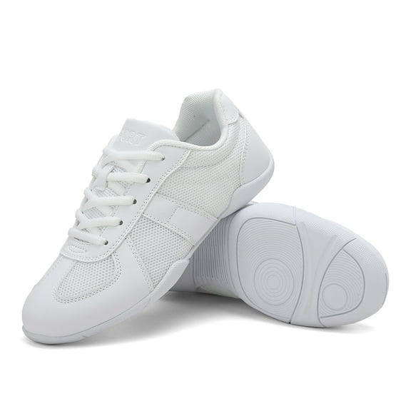 GlideMoves White Cheer Shoes Girls Jump Tumbling Women Exercise Aerobic Fitness Dance Training Youth School Student Team Athletic Competition Women 7.5
