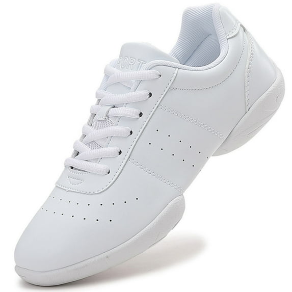 GlideMoves White Cheer Shoes Girls Jump Tumbling Women Exercise Aerobic Fitness Dance Training Youth School Student Team Athletic Competition Women 7.5