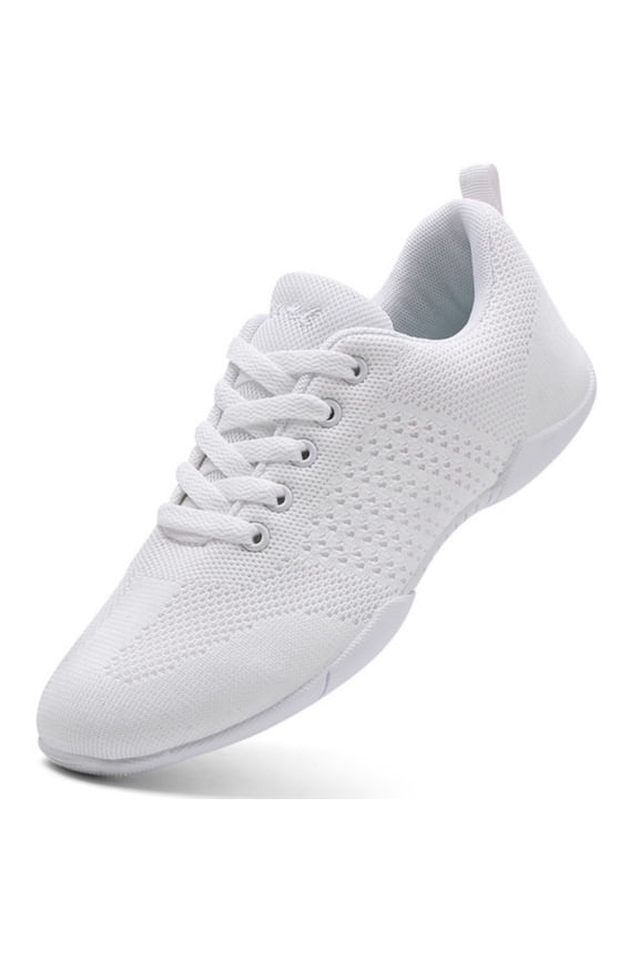 White Cheer Shoes Girls lightweight Dance Sneakers Women Training Competition Tumbling Athletic Mesh style breathable Big Kid Size 4