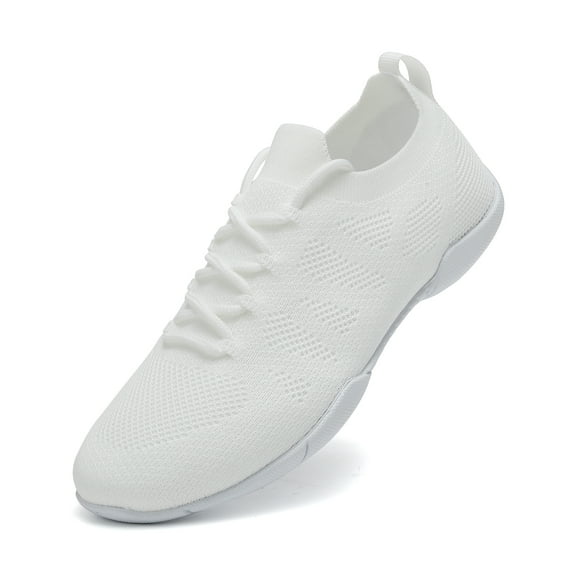 GlideMoves White Cheerleading shoes girls dance sports shoes ladies training competition Tumbling Athletic 2502 Big Kid Size 3.5