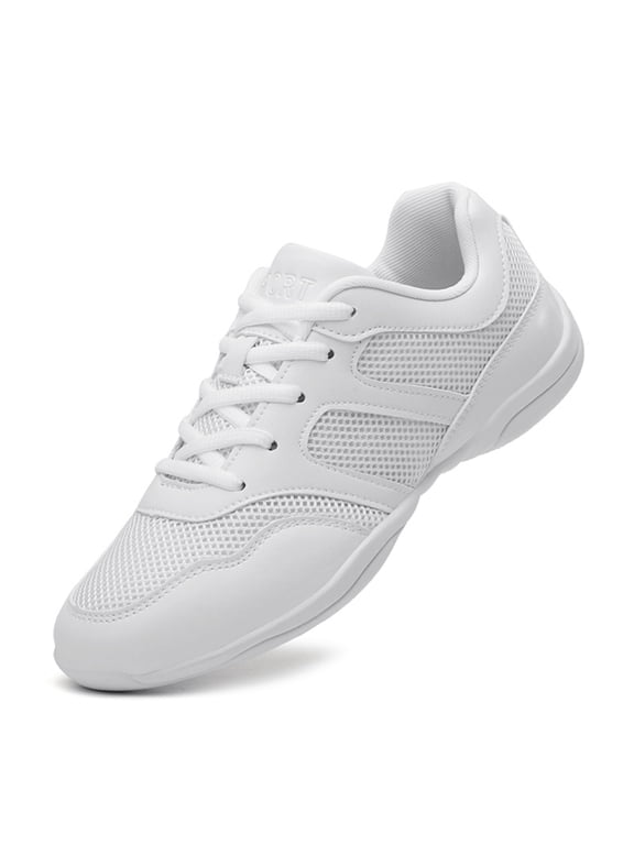 White Girls Cheerleading Dancing Shoes Youth Team Athletic Training Tennis Walking Breathable Competition Cheer Sneakers Big Kid Size 2