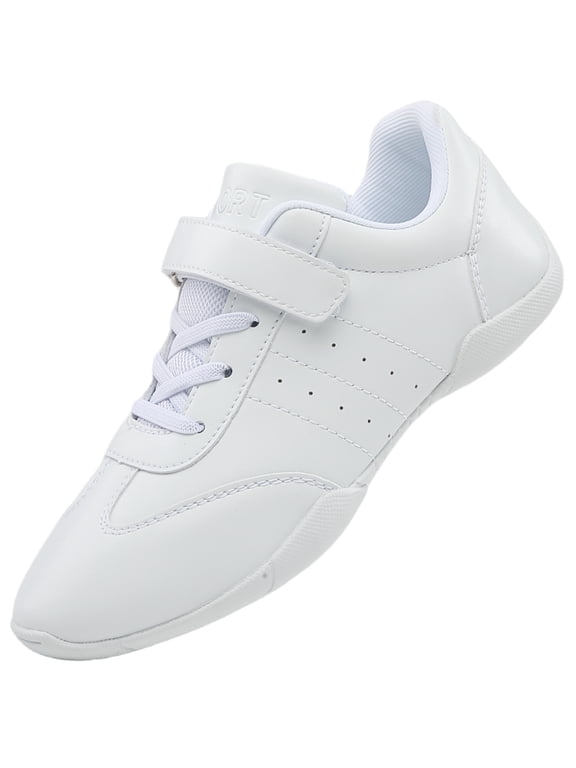 White Girls Cheerleading Dancing Shoes Youth Team Athletic Training Tennis Walking Breathable Competition Cheer Sneakers Little Kid Size 12.5