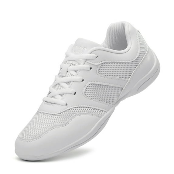 GlideMoves White Girls Cheerleading Dancing Shoes Youth Team Athletic Training Tennis Walking Breathable Competition Cheer Sneakers 2128 Women 7.5
