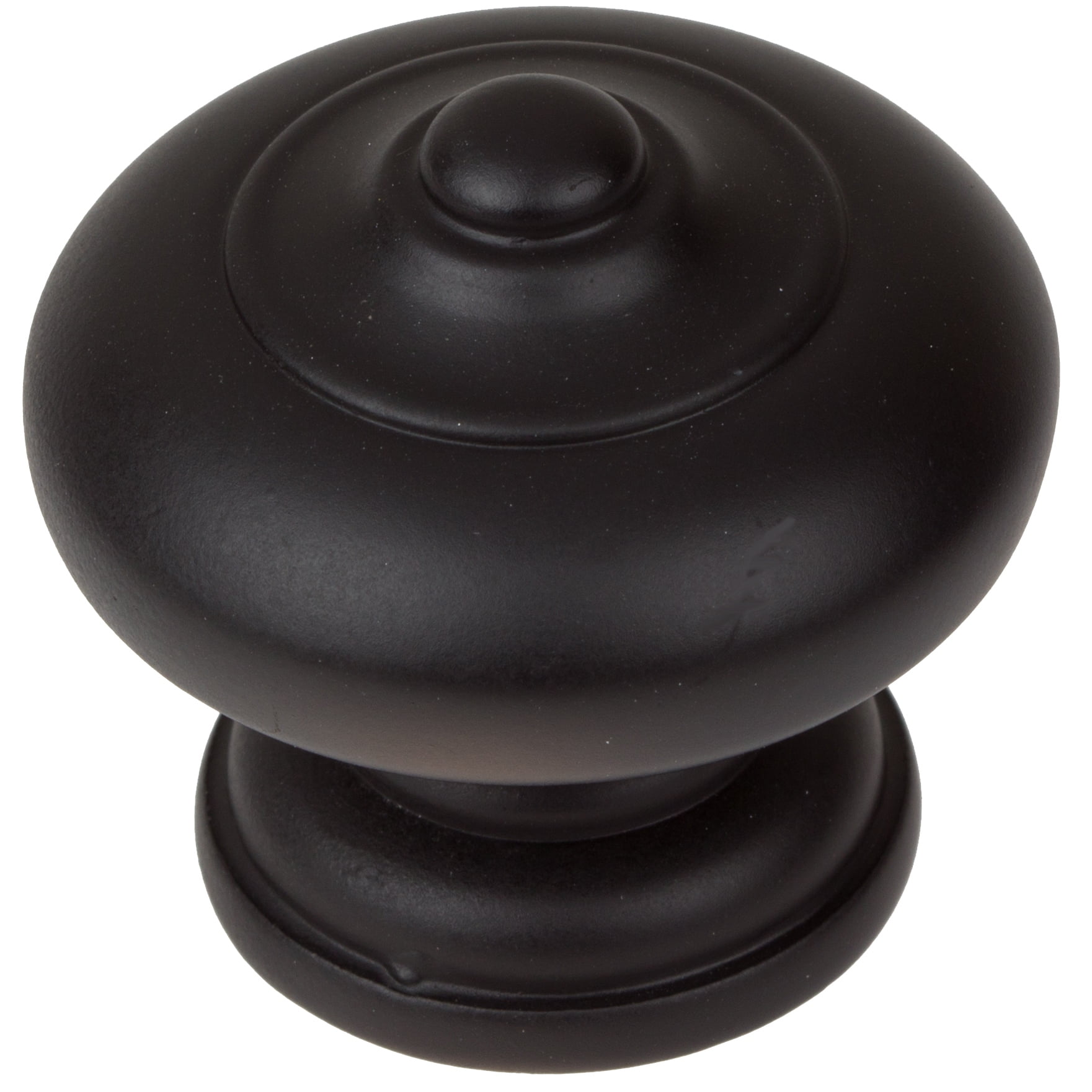 Matte Black Round Mushroom Cabinet Knob with Mounting Hardware
