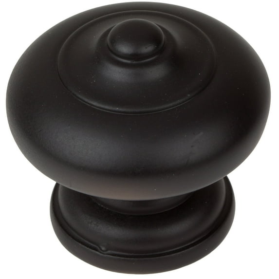 GlideRite 1-1/2 in. Round Ring Mushroom Cabinet Knob, Matte Black
