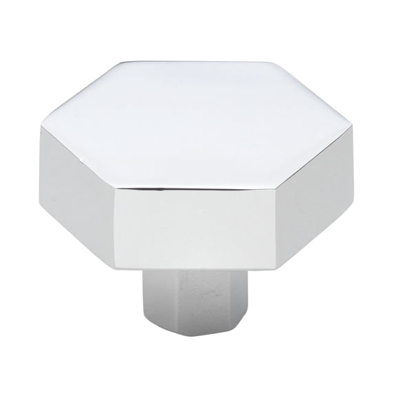 GlideRite 1-1/2 in. Solid Hexagon Cabinet Knobs, Polished Chrome, Pack of 5