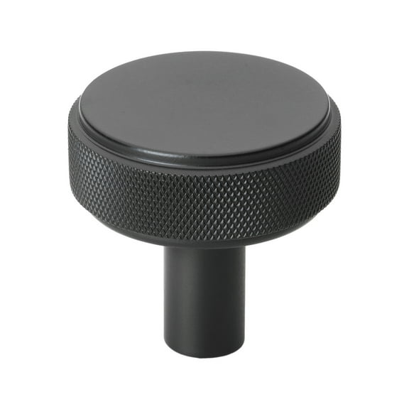 GlideRite 1-1/2 in. Solid Round Knurled Cabinet Knob, Matte Black - 5825-MB, 1 Pack