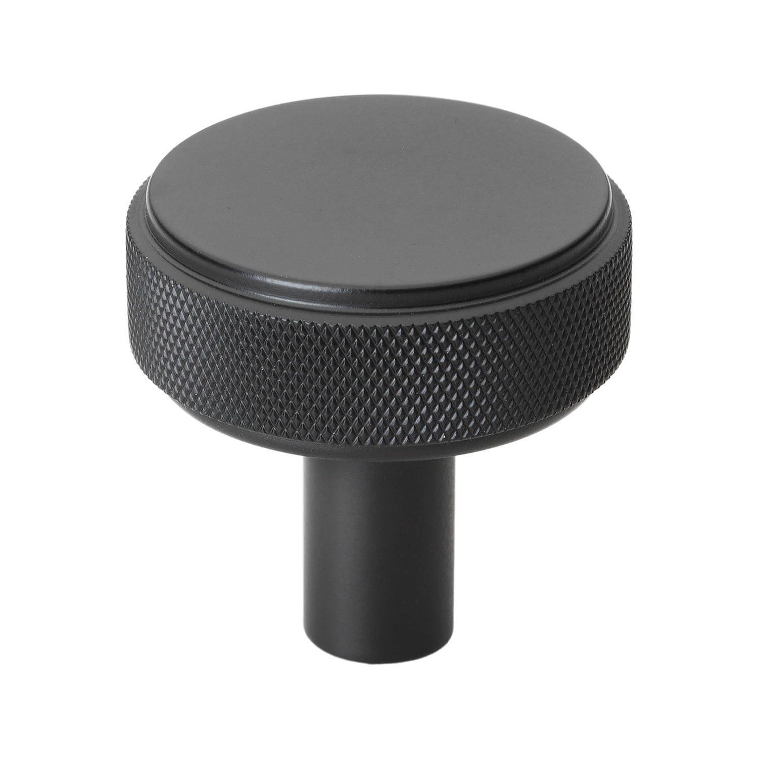 GlideRite 1-1/2 in. Solid Round Knurled Cabinet Knob, Matte Black - 5825-MB, 5 Pack