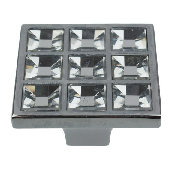 GlideRite 1-1/2 in. Square Crystal Cabinet Knobs with Polished Chrome Base, Pack of 5