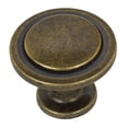 thumbnail image 1 of GlideRite 1-1/4 in. Classic Round Ring Cabinet Knobs, Antique Brass, Pack of 5, 1 of 5