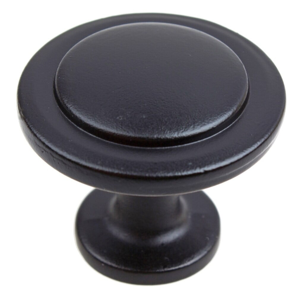 GlideRite 1-1/4 in. Classic Round Ring Cabinet Knobs, Matte Black, Pack of 10