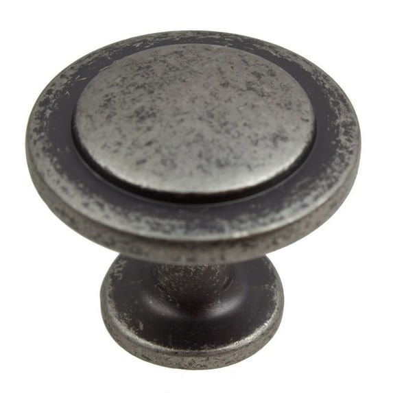 GlideRite 1-1/4 in. Classic Round Ring Cabinet Knobs, Weathered Nickel, Pack of 25
