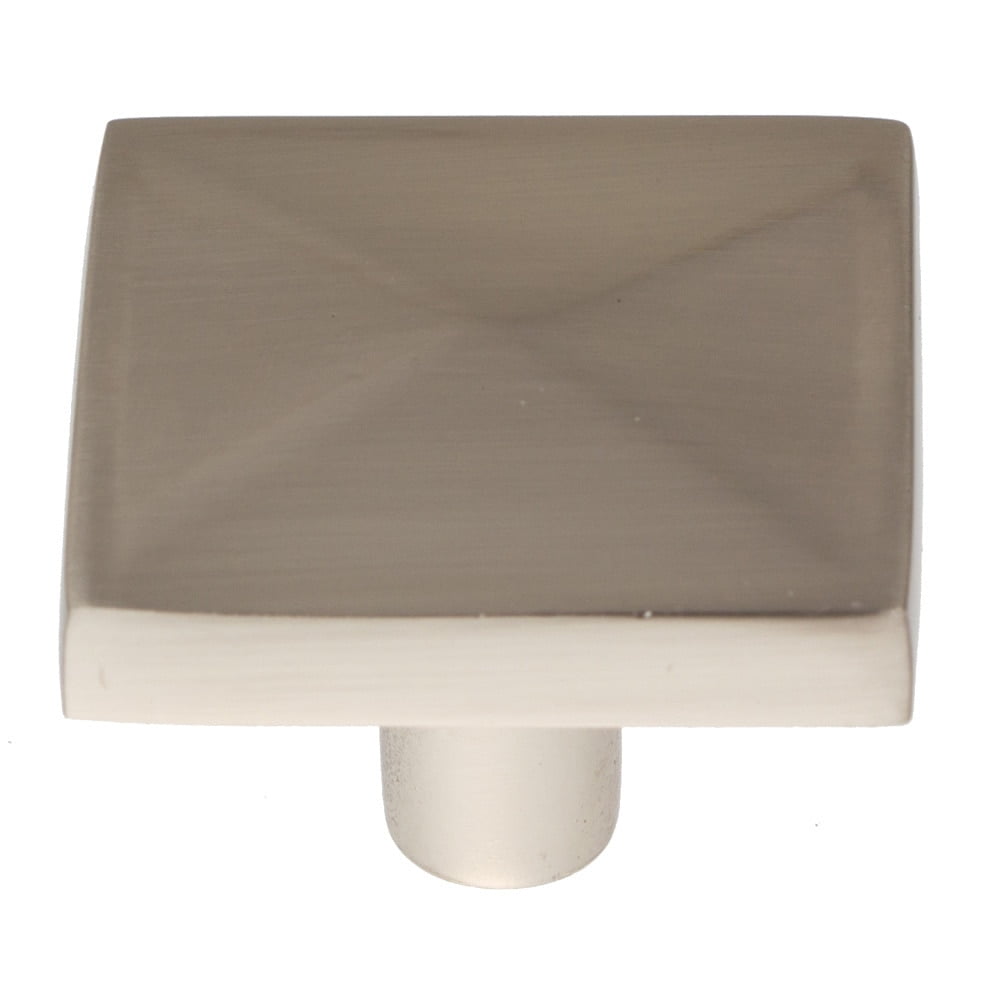 Brushed Nickel Square Cabinet Knob with Mounting Hardware