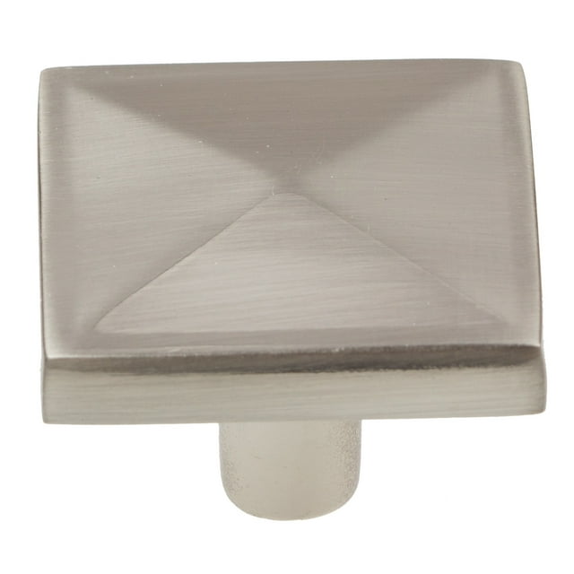 GlideRite 1-1/4 in. Classic Square Pyramid Cabinet Knobs, Satin Nickel, Pack of 25