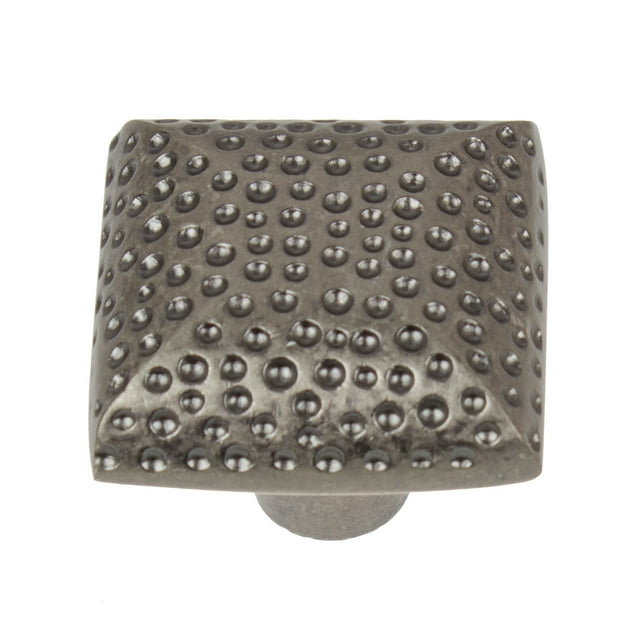 GlideRite 1-1/4 in. Dotted Hammered Transitional Square Cabinet Knobs, Aged Pewter, Pack of 25