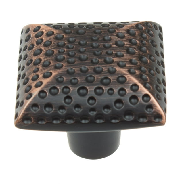 GlideRite 1-1/4 in. Dotted Hammered Transitional Square Cabinet Knobs, Oil Rubbed Bronze, Pack of 10